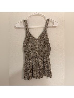 Marshalls Beige & Black Smocked Leopard-Print Tank Top